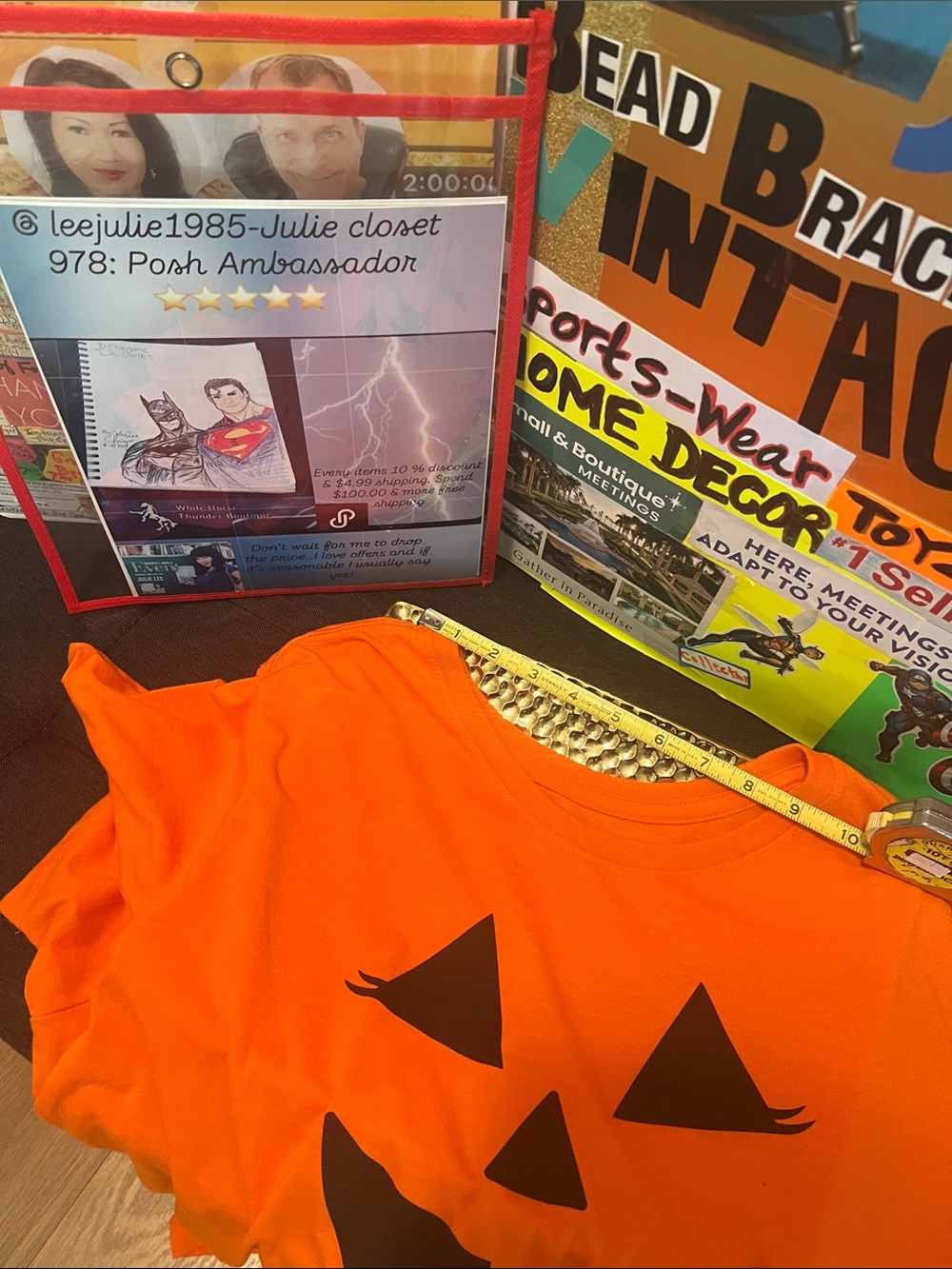 Orange Pumpkin Face Costume Shirt - Picture 4 of 17